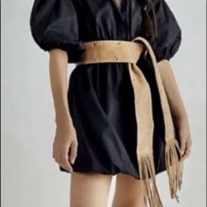 Free People Blaire Fringe Wrap Belt Suede Studded